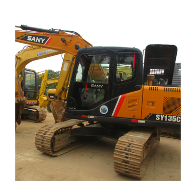 원형 수압 사용 된 Sany Excavator SY135C 13.5 TONS 크롤러 트랙 기계