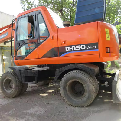 판매 15 톤 Doosan DH150w-7 원본 수압 실린더와 함께 사용 된 바퀴 발굴기